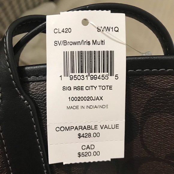 🌸Coach City Tote In Signature Canvas With Rose Print - Picture 7 of 7